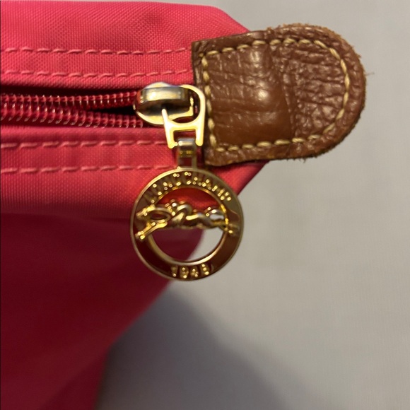 Longchamp Vibrant Pink Tote with Brown Accents - Picture 5 of 5